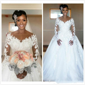 long sleeve wedding dress ball gown ...